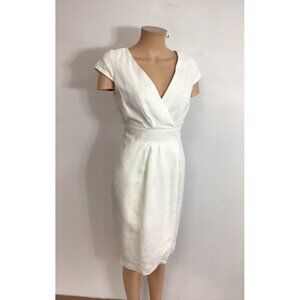 Talbots Elegant White Wrap Midi Dress